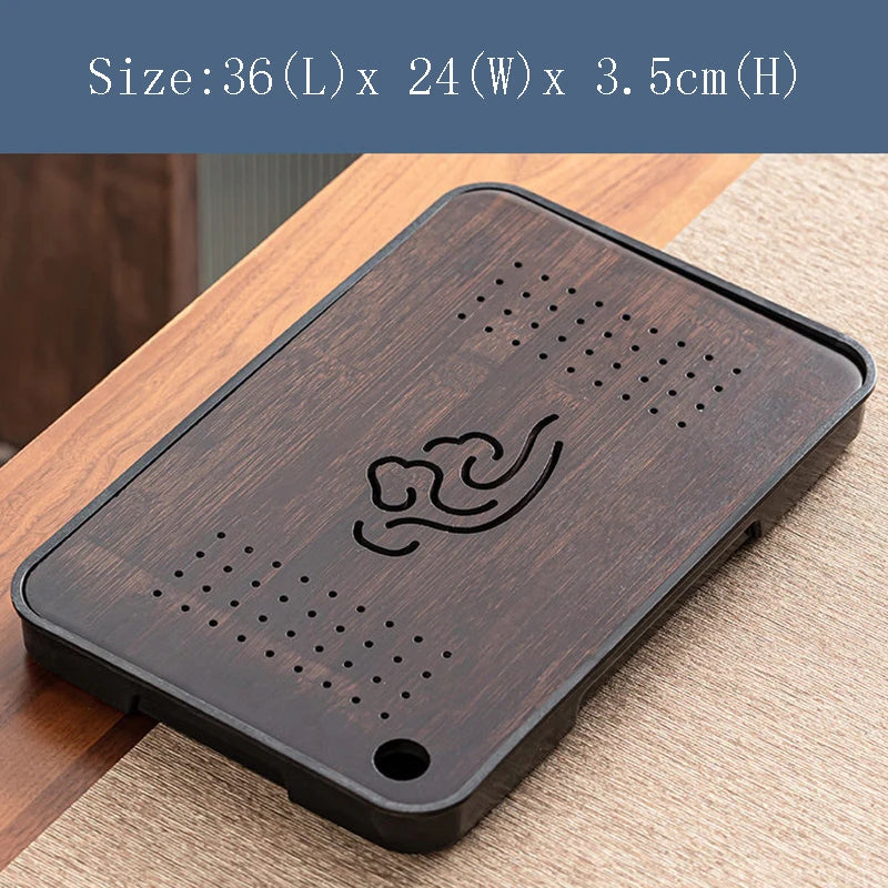 Bamboo Kungfu Tea Tray New Household Simple Water Storage Japanese Rectangular Modern Tea Table Dry wet amphibious Tray Tea Gift