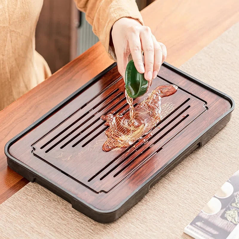 Bamboo Kungfu Tea Tray New Household Simple Water Storage Japanese Rectangular Modern Tea Table Dry wet amphibious Tray Tea Gift