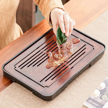 Bamboo Kungfu Tea Tray New Household Simple Water Storage Japanese Rectangular Modern Tea Table Dry wet amphibious Tray Tea Gift