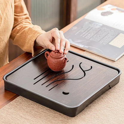 Bamboo Kungfu Tea Tray New Household Simple Water Storage Japanese Rectangular Modern Tea Table Dry wet amphibious Tray Tea Gift