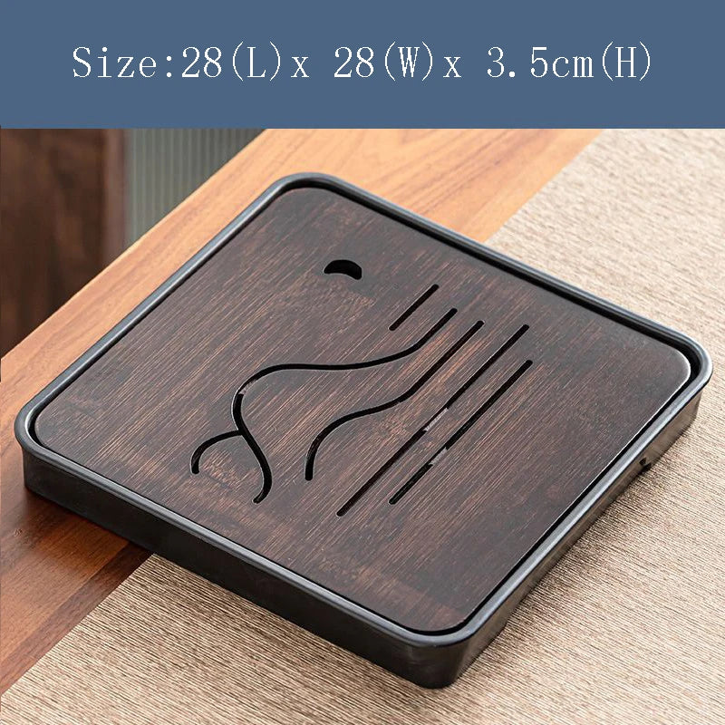 Bamboo Kungfu Tea Tray New Household Simple Water Storage Japanese Rectangular Modern Tea Table Dry wet amphibious Tray Tea Gift