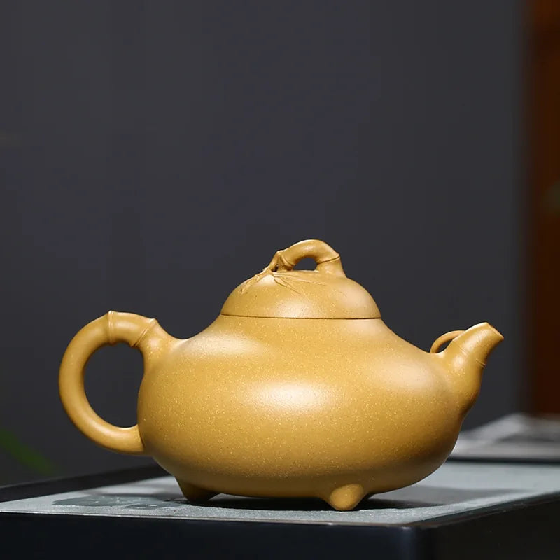 Bamboo Purple Clay Pot Chunhui Pot Rain Medium Sand Tea Set Factory Wholesale Raw Ore Gold Section Teapot One Piece Dropshipping