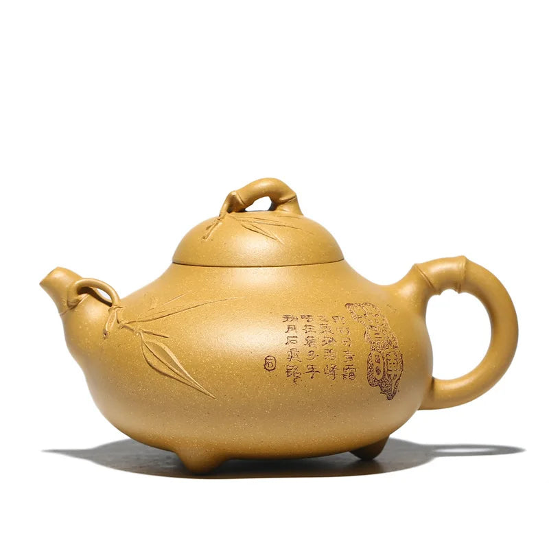 Bamboo Purple Clay Pot Chunhui Pot Rain Medium Sand Tea Set Factory Wholesale Raw Ore Gold Section Teapot One Piece Dropshipping