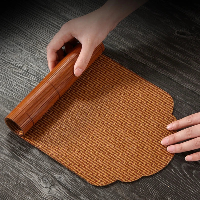 Bamboo Tea-Seat Double-Sided Insulated Placemat Table Runner Fabric Craft Bamboo Woven Tea Utensils New Chinese Zen Tea Mat