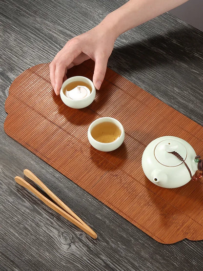 Bamboo Tea-Seat Double-Sided Insulated Placemat Table Runner Fabric Craft Bamboo Woven Tea Utensils New Chinese Zen Tea Mat