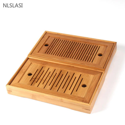 Bamboo Tea Tray Chinese Tea Accessories High Quality Serving Food Coffee Tea Cutlery Tray Tea Serving Tray Set