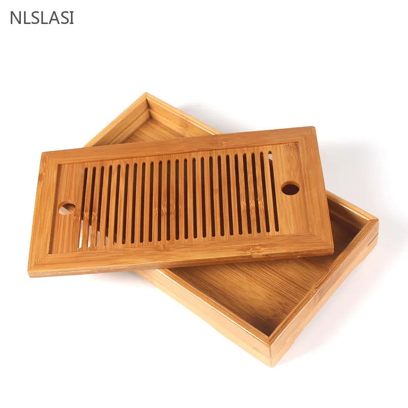 Bamboo Tea Tray Chinese Tea Accessories High Quality Serving Food Coffee Tea Cutlery Tray Tea Serving Tray Set