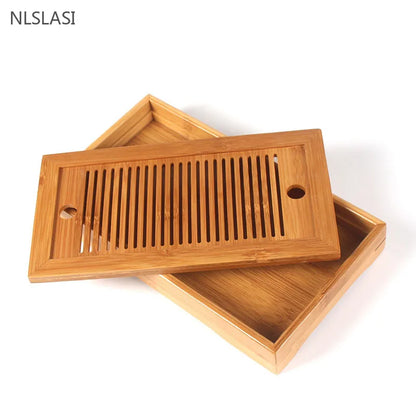 Bamboo Tea Tray Chinese Tea Accessories High Quality Serving Food Coffee Tea Cutlery Tray Tea Serving Tray Set