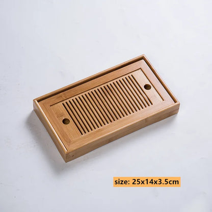 Bamboo Tea Tray Chinese Tea Accessories High Quality Serving Food Coffee Tea Cutlery Tray Tea Serving Tray Set