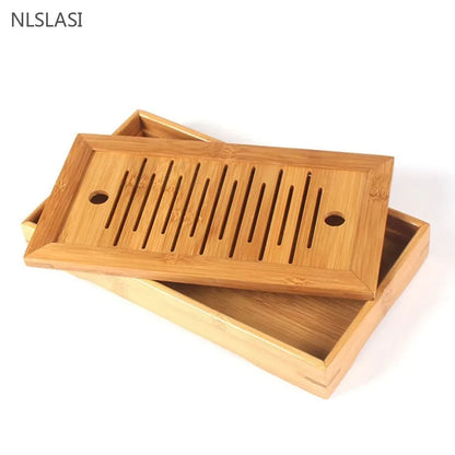 Bamboo Tea Tray Chinese Tea Accessories High Quality Serving Food Coffee Tea Cutlery Tray Tea Serving Tray Set