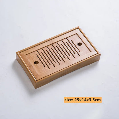 Bamboo Tea Tray Chinese Tea Accessories High Quality Serving Food Coffee Tea Cutlery Tray Tea Serving Tray Set