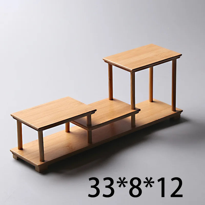 Bamboo and wood decorative shelf Used for statues, vases, tea sets, props, display stands Handmade ，Antique storage shelf