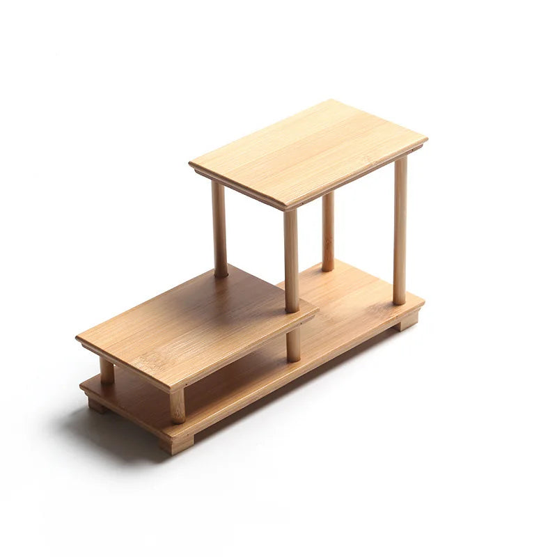 Bamboo and wood decorative shelf Used for statues, vases, tea sets, props, display stands Handmade ，Antique storage shelf