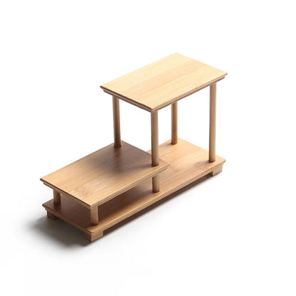 Bamboo and wood decorative shelf Used for statues, vases, tea sets, props, display stands Handmade ，Antique storage shelf