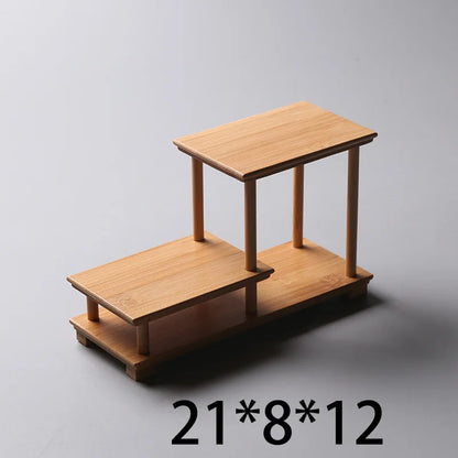 Bamboo and wood decorative shelf Used for statues, vases, tea sets, props, display stands Handmade ，Antique storage shelf