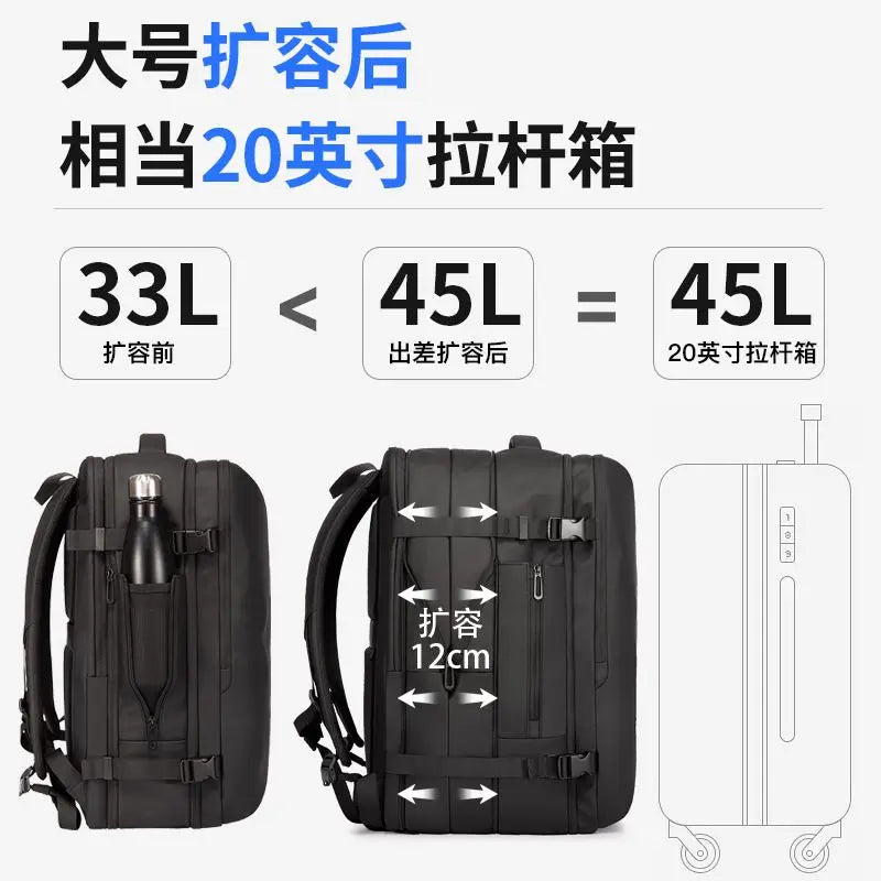Bange 35L 45L Travel Backpack Men Business Aesthetic Backpack School Bag Large 17.3 Laptop Waterproof Fashion Backpack Male