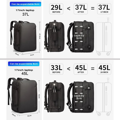 Bange Backpack Men 37L45L Business Aesthetic Backpack School Bag Large 17.3 Laptop Backpacks Waterproof Fashion Backpack Male