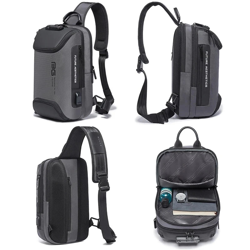 Bange Chest Bag Pack Multi functional Men's Oxford Crossbody Bag Anti-theft Shoulder Bags Short Trip Messenger USB Charging