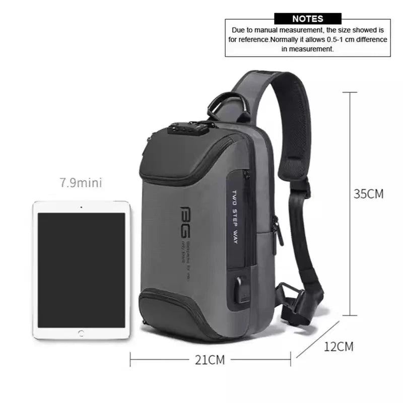 Bange Chest Bag Pack Multi functional Men's Oxford Crossbody Bag Anti-theft Shoulder Bags Short Trip Messenger USB Charging
