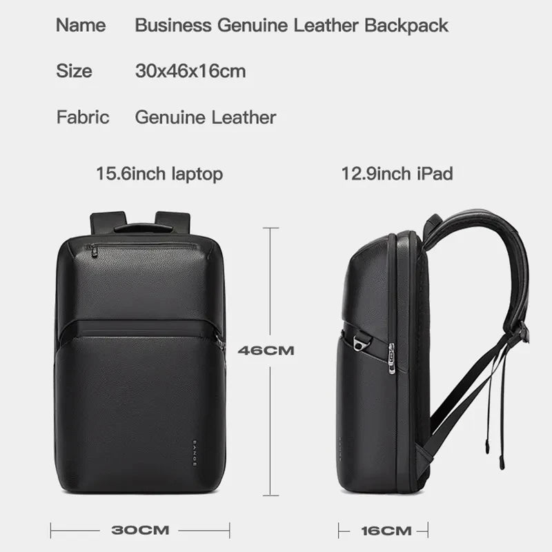 Bange Leather Backpack Men Business Backpack Laptop 15.6 Inch Computer Bag Large Capacity  Bag Male Backpack Fashion
