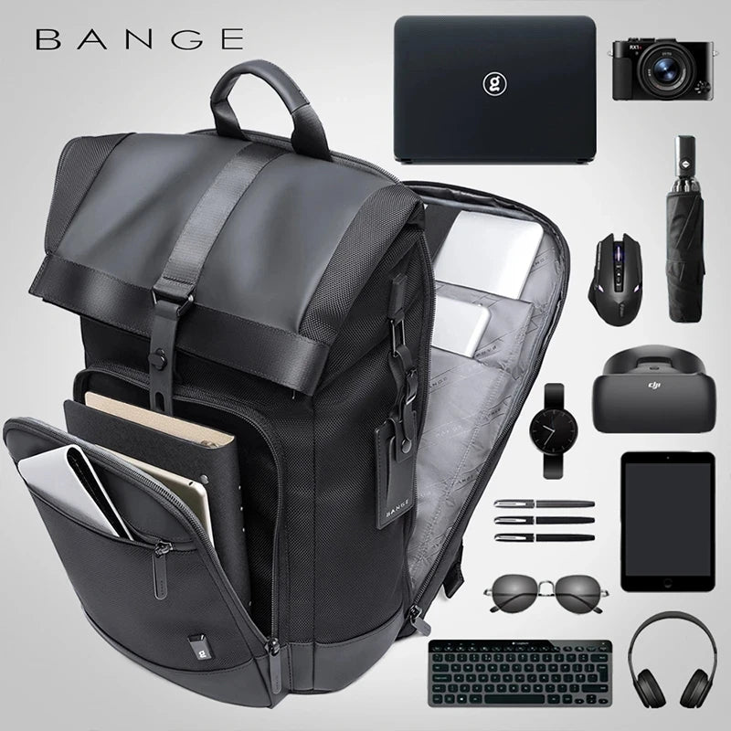 Bange Men Fashion Backpack Multifunctional Waterproof Backpack Daily Travel Bag Casual School Rucksack for Unisex