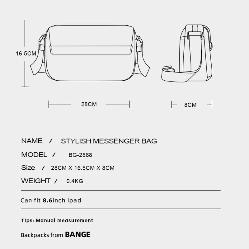 Bange Men's Shoulder Bags Nylon Business Man Bags 8.6" Briefcase Canvas Crossbody Bags Small Waterproof Bag High Quality