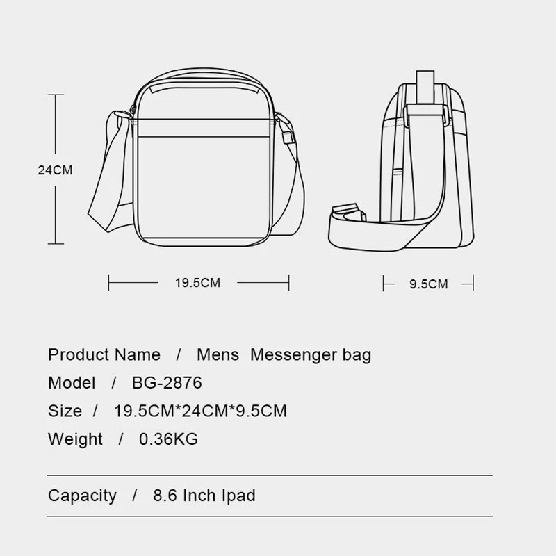 Bange Men's Shoulder Bags Nylon Business Men's Bags 8.6" Briefcase Canvas Crossbody Bags Small Waterproof Bag Man High Quality
