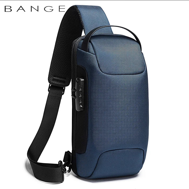 Bange Men's Waterproof Crossbody Bag USB Oxford Anti-theft Shoulder Sling Bag Multifunction Travel Messenger Chest Pack For Male