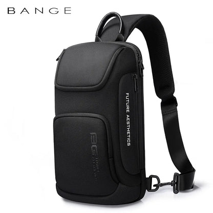 Bange Men's Waterproof Crossbody Bag USB Oxford Anti-theft Shoulder Sling Bag Multifunction Travel Messenger Chest Pack For Male