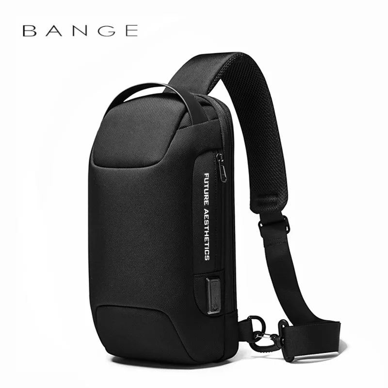 Bange Men's Waterproof Crossbody Bag USB Oxford Anti-theft Shoulder Sling Bag Multifunction Travel Messenger Chest Pack For Male