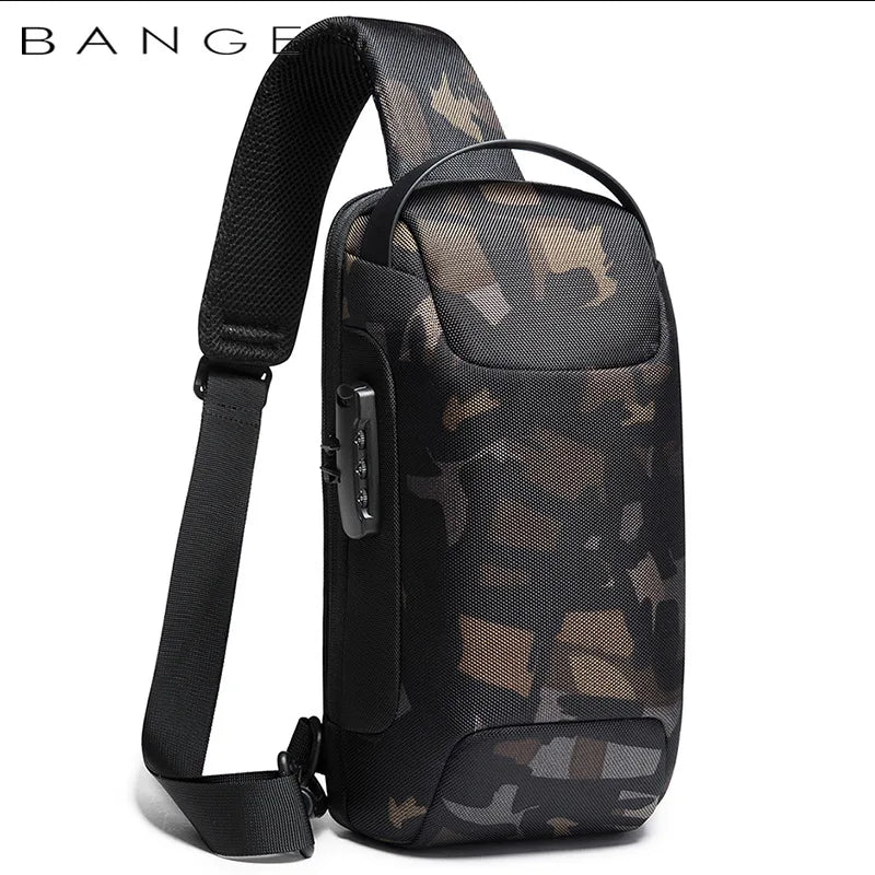 Bange Men's Waterproof Crossbody Bag USB Oxford Anti-theft Shoulder Sling Bag Multifunction Travel Messenger Chest Pack For Male