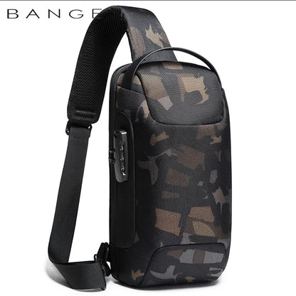 Bange Men's Waterproof Crossbody Bag USB Oxford Anti-theft Shoulder Sling Bag Multifunction Travel Messenger Chest Pack For Male