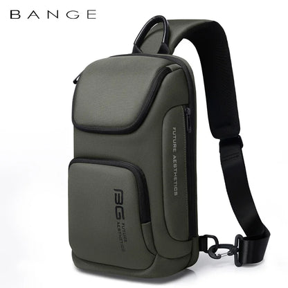 Bange Men's Waterproof Crossbody Bag USB Oxford Anti-theft Shoulder Sling Bag Multifunction Travel Messenger Chest Pack For Male
