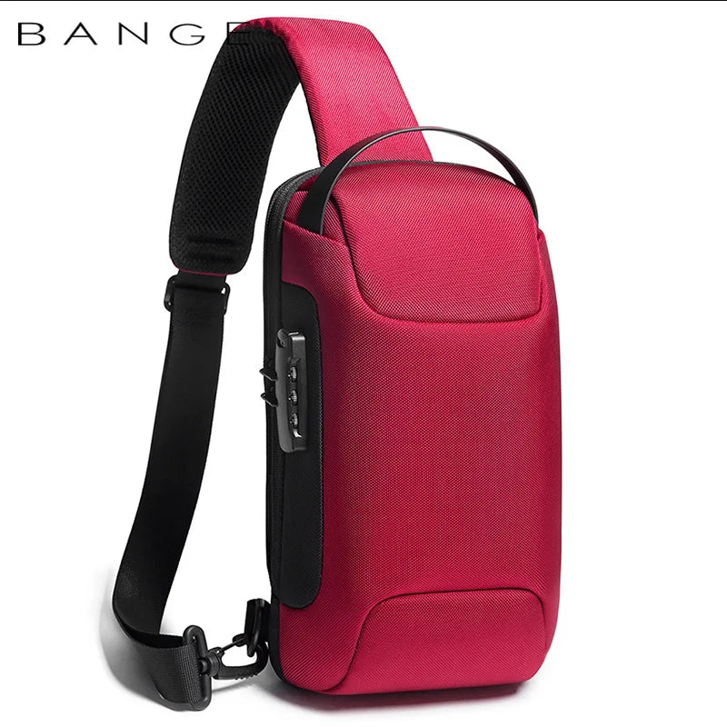 Bange Men's Waterproof Crossbody Bag USB Oxford Anti-theft Shoulder Sling Bag Multifunction Travel Messenger Chest Pack For Male