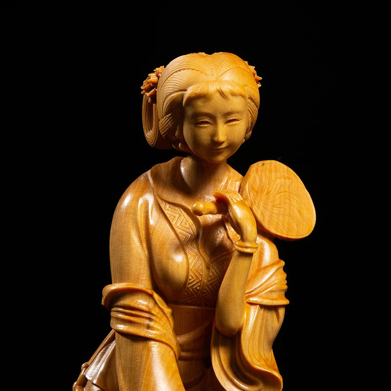 Baochai Statue Dream of The Red Chamber Characters Beautiful Boxwood Wood Carving Chinese Style Home Decoration Ornaments