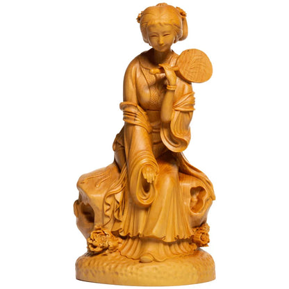 Baochai Statue Dream of The Red Chamber Characters Beautiful Boxwood Wood Carving Chinese Style Home Decoration Ornaments