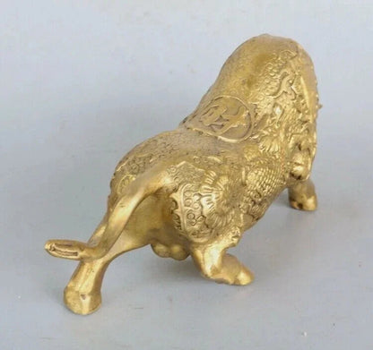 Barang Antik Cina Fengshui Tembaga Ware Kuningan Sapi Patung Cv117