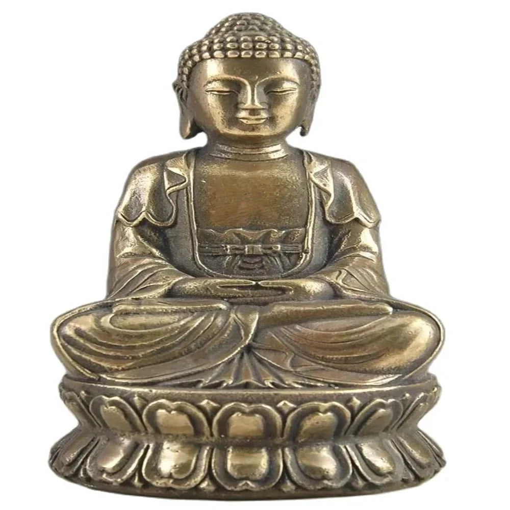 Barang Koleksi Kerajinan Logam Patung Buddha Jimat Tua Yang Dipalu Tangan Kuningan Tiongkok