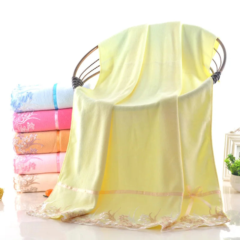 Bath towel Multifunctional towel Dry hair hand towels face towel Adult Super absorbent Lace large 55"x28"