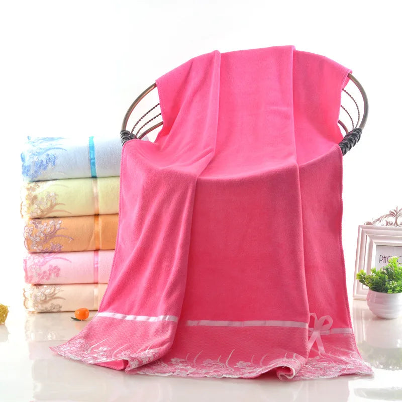 Bath towel Multifunctional towel Dry hair hand towels face towel Adult Super absorbent Lace large 55"x28"