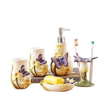 Bathroom Supplies Ceramic Bathroom Lotion Dispenser, Toothbrush Holder Tumbler and Soap Dish Home Decoration Wedding Gift