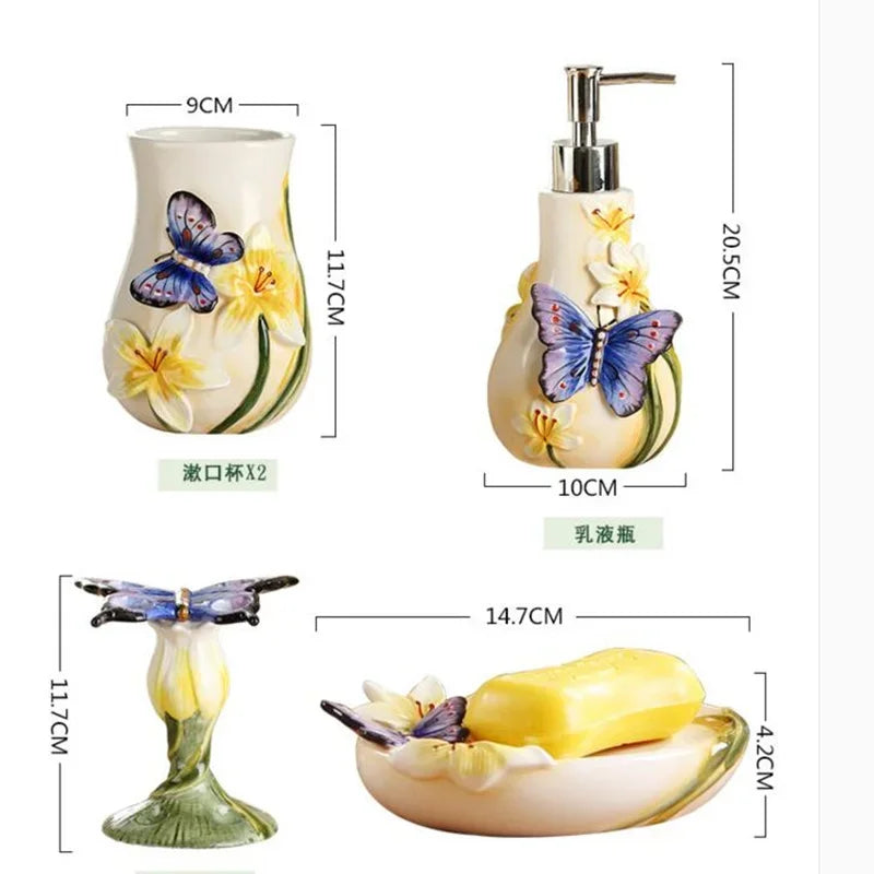 Bathroom Supplies Ceramic Bathroom Lotion Dispenser, Toothbrush Holder Tumbler and Soap Dish Home Decoration Wedding Gift