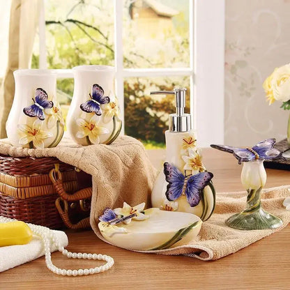 Bathroom Supplies Ceramic Bathroom Lotion Dispenser, Toothbrush Holder Tumbler and Soap Dish Home Decoration Wedding Gift