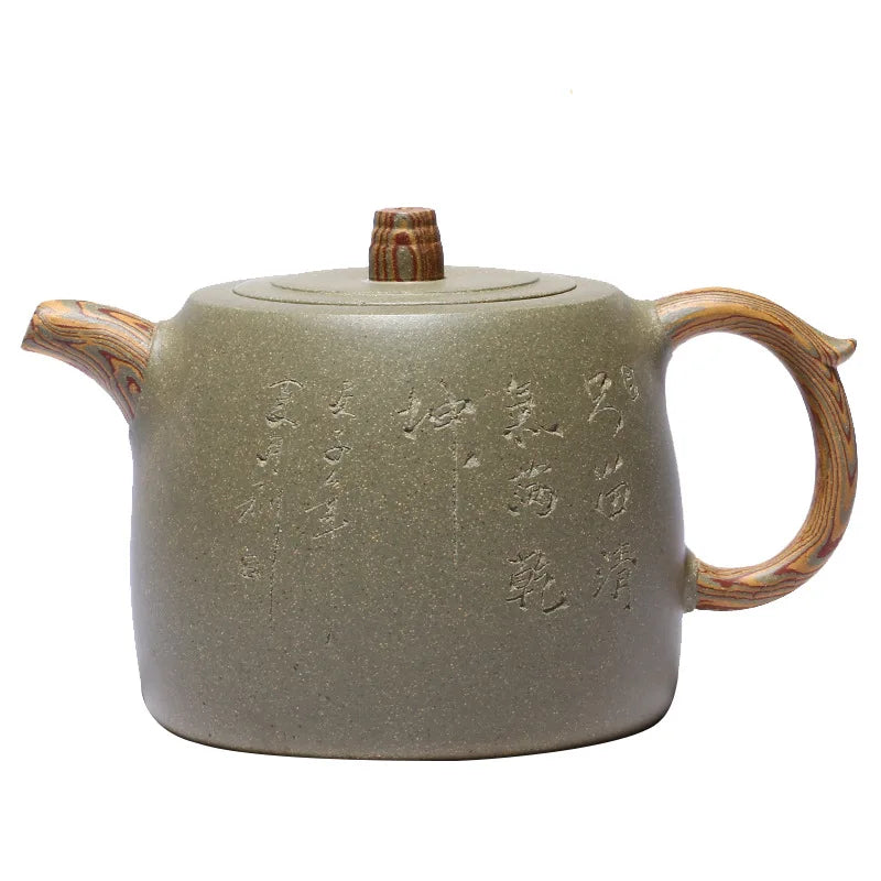Bean Green Clay Hand-painted Pit Pot, Zisha Teapot, Yixing Handmade Pot, Kung-Fu Teaware, Purple Clay Drinkware for Puer