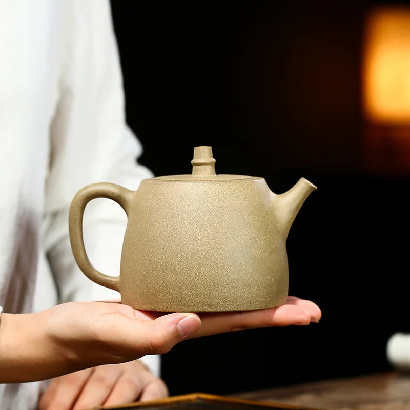 Bean Green Mud Willing to Han Duo Pot, Zisha Teapot, Yixing Handmade Pot, Kung-Fu Teaware, Purple Clay, Drinkware for Puer Green