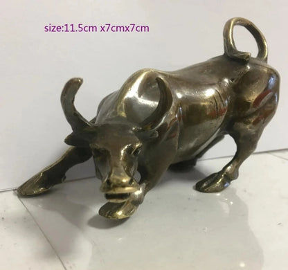 Beautiful And Mighty Wall Street Bull Bronze Statue Desk Furnishings, Exquisite Gifts 11.5cm