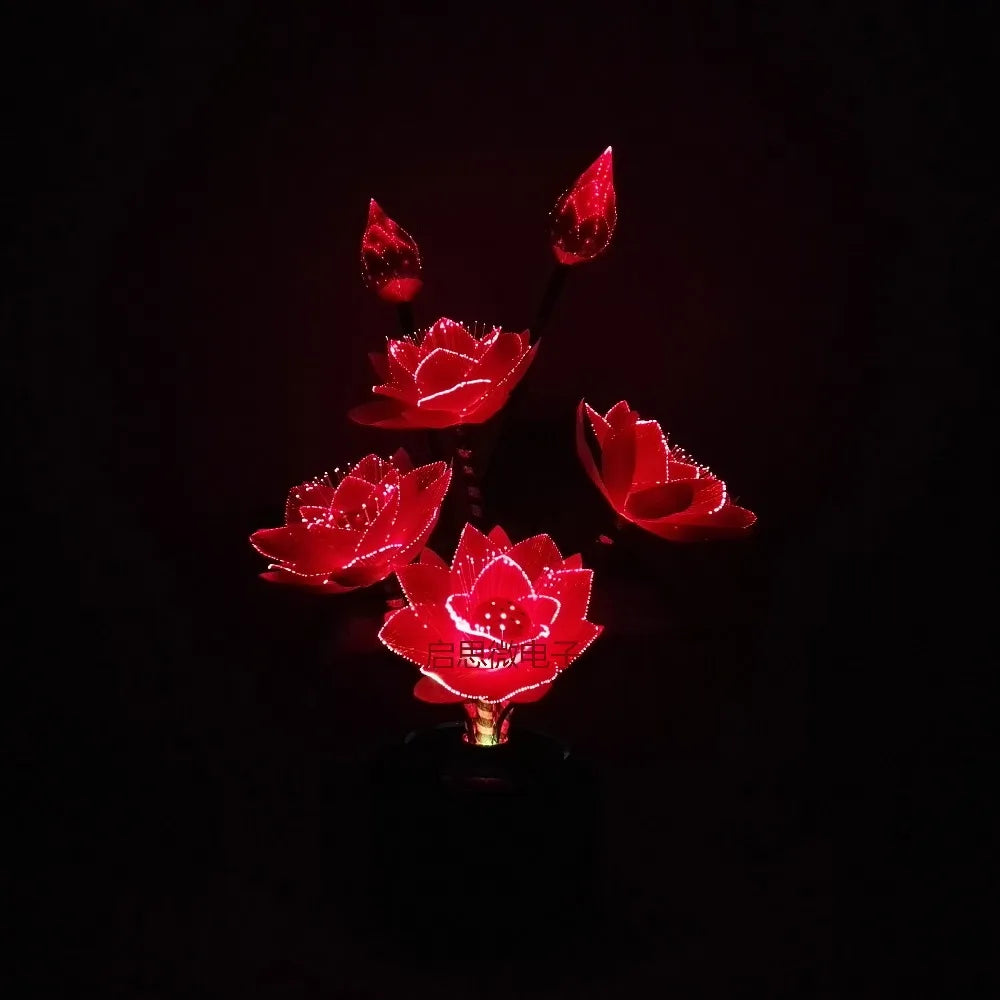 Beautiful Fibre Optic Colour Glowing Pink Lotus Flower Bouquet Arrangement And Vase Led flower lamp