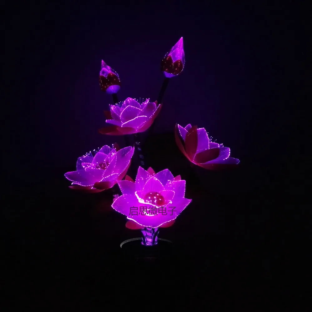Beautiful Fibre Optic Colour Glowing Pink Lotus Flower Bouquet Arrangement And Vase Led flower lamp