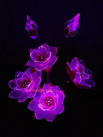 Beautiful Fibre Optic Colour Glowing Pink Lotus Flower Bouquet Arrangement And Vase Led flower lamp