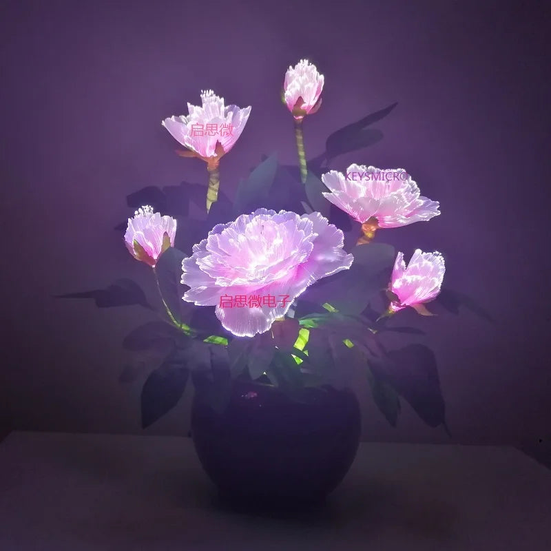 Beautiful Peony Artificial Led colourful Flowers Small bouquet flores Home Party Spring Wedding Decoration Mariage Fake Flower